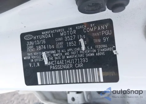 2017 Hyundai Accent Se из США, поврежденный, VIN KMHCT4AE1HU171393